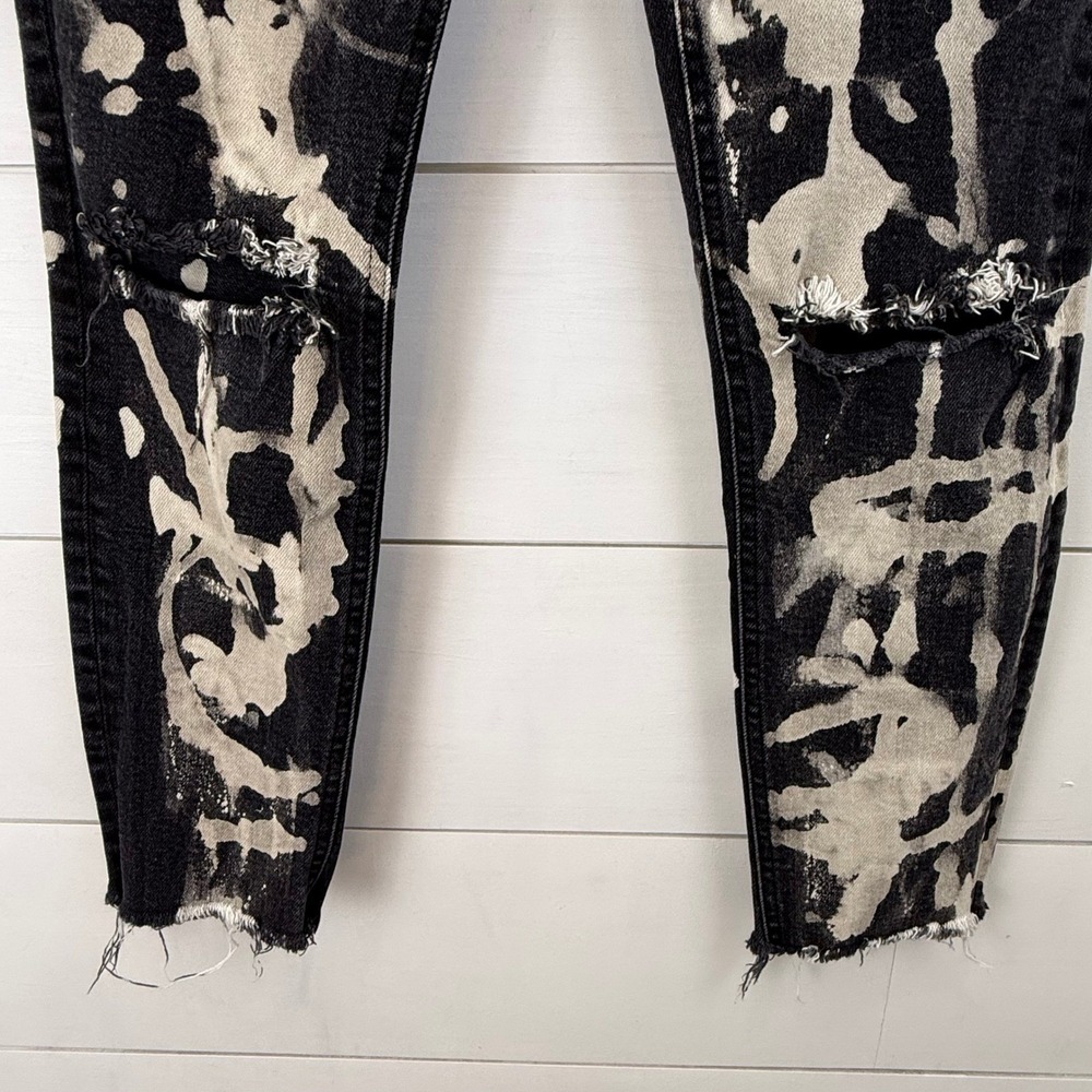 Free People Bleach Splatter Distressed Skinny Jeans‎ Black WOMEN 28 - Picture 3 of 11